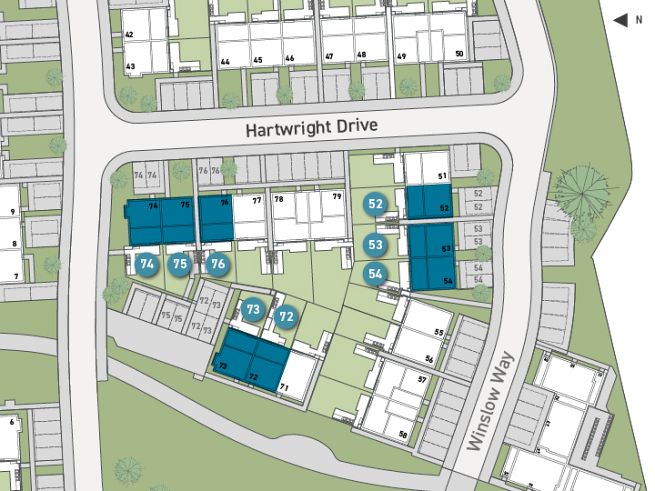 Site plan, 3 bedroom houses - artist impression subject to change